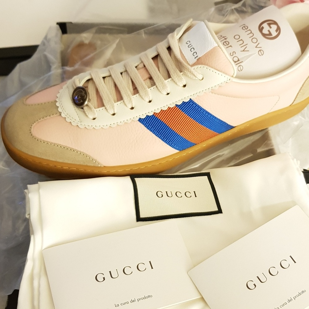 🆕️Gucci Leather & Suede Lace Up Sneakers